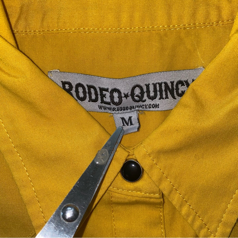 Yellow Button Down Shirt with Graphic Design - Picture 7 of 10